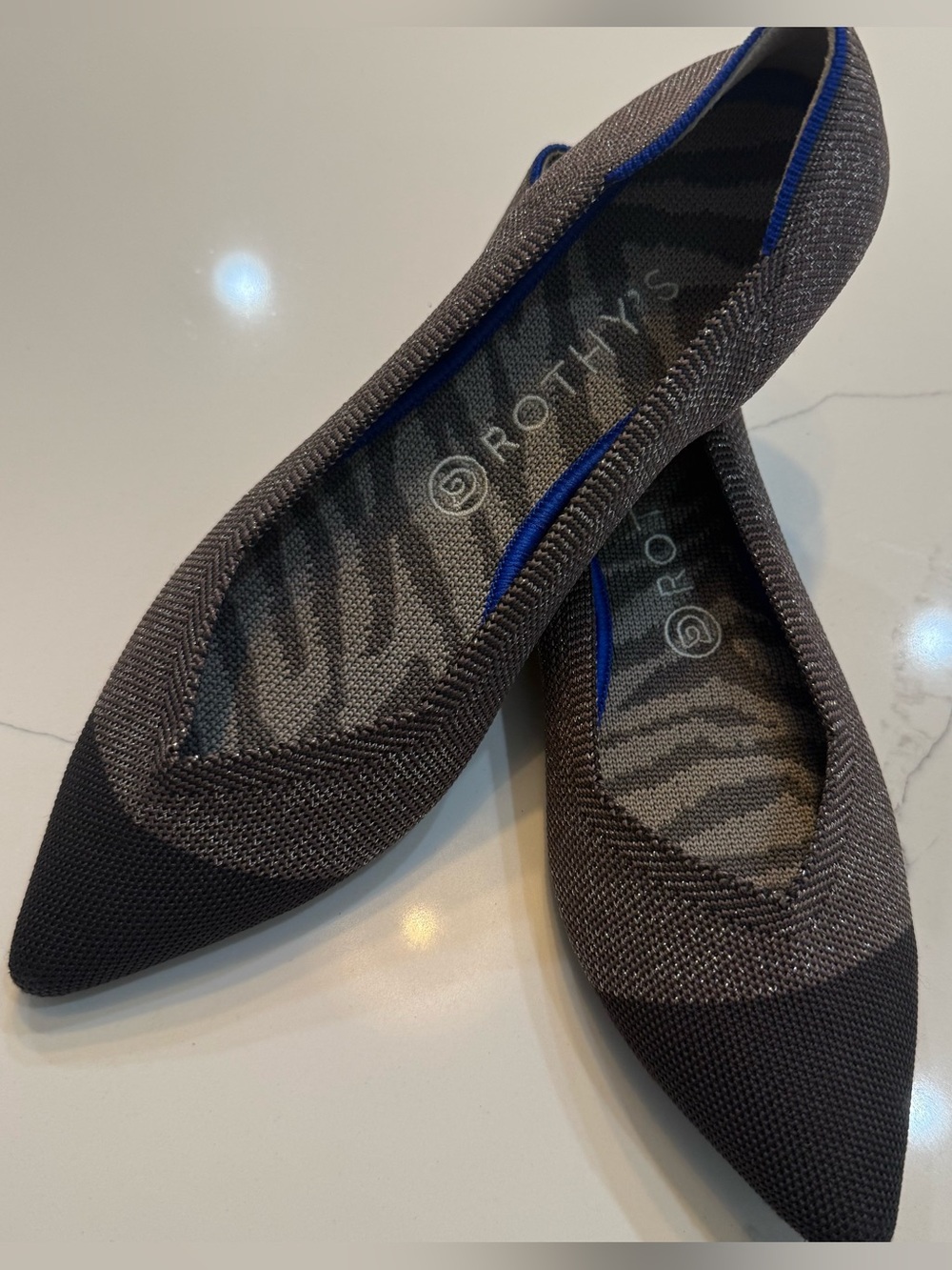 Rothy's The Point Twilight Metallic Captoe Rare Retired Unicorn Flats Size 9.5